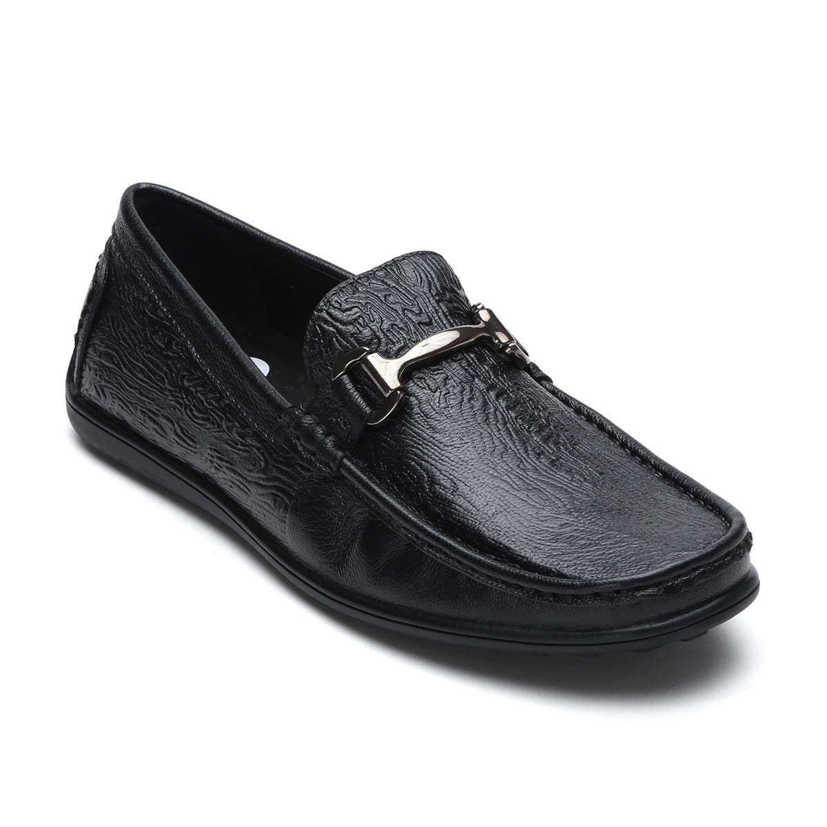 Fine-grain Leather Loafers for Men – 9855 with Tree Bark Texture & Cushioned Insole - Zoom Shoes India