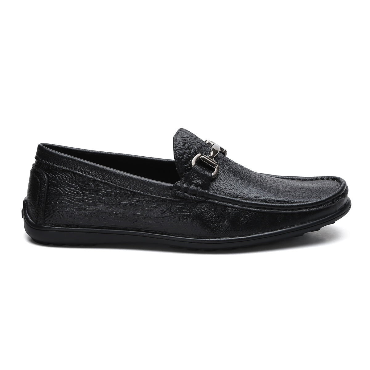 Fine-grain Leather Loafers for Men – 9855 with Tree Bark Texture & Cushioned Insole - Zoom Shoes India
