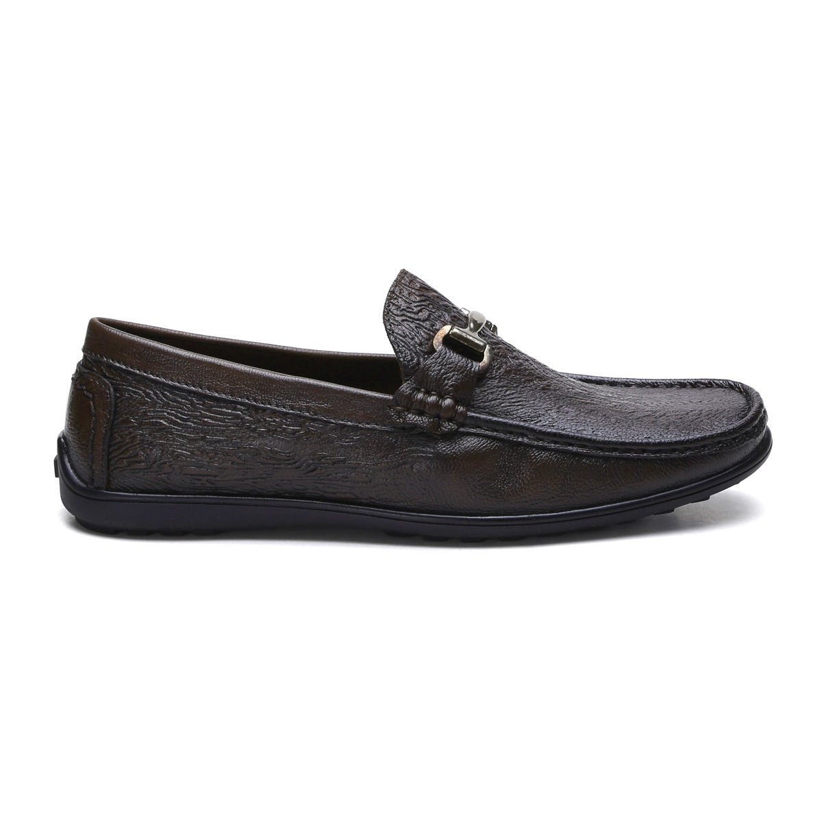 Fine-grain Leather Loafers for Men – 9855 with Tree Bark Texture & Cushioned Insole - Zoom Shoes India