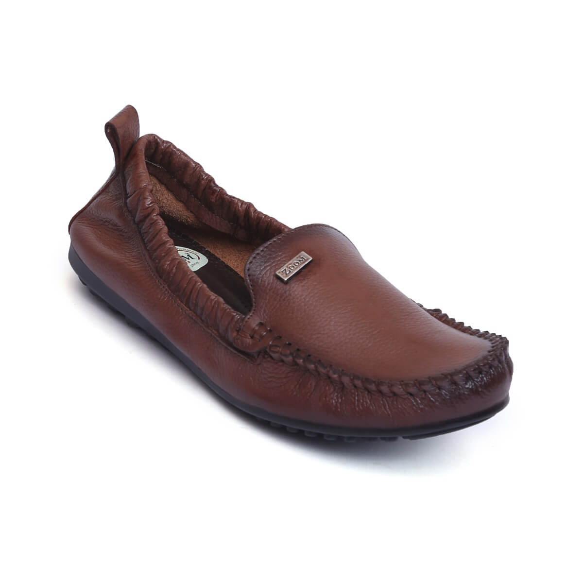 elastic loafer shoes for women_brown_1