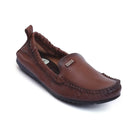 elastic loafer shoes for women_brown_1