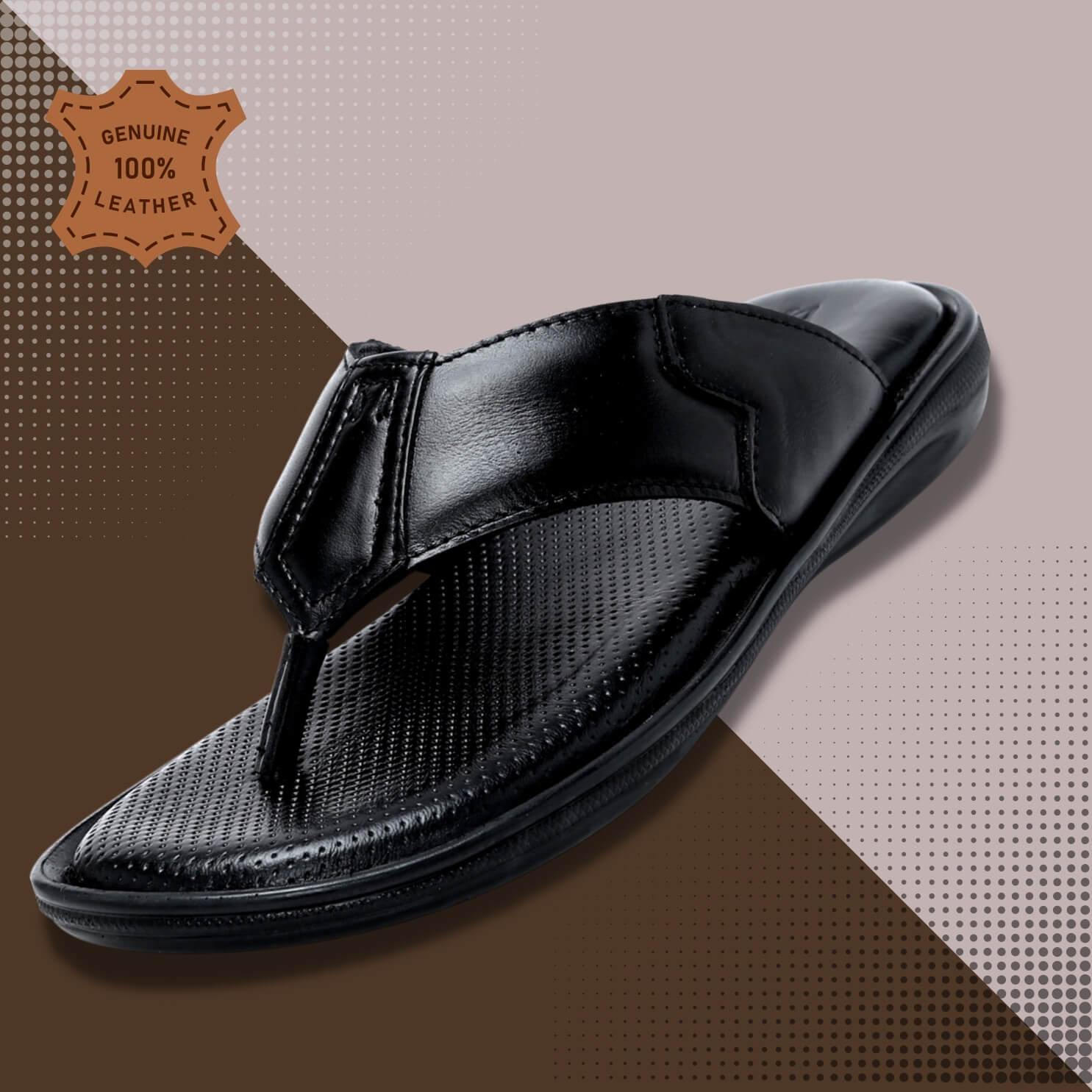 Pure Leather Sandals Slippers Office Comfortable Black Leather