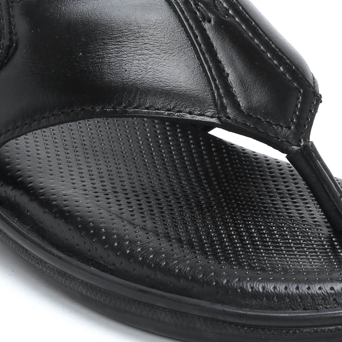 Black Leather Slippers for men
