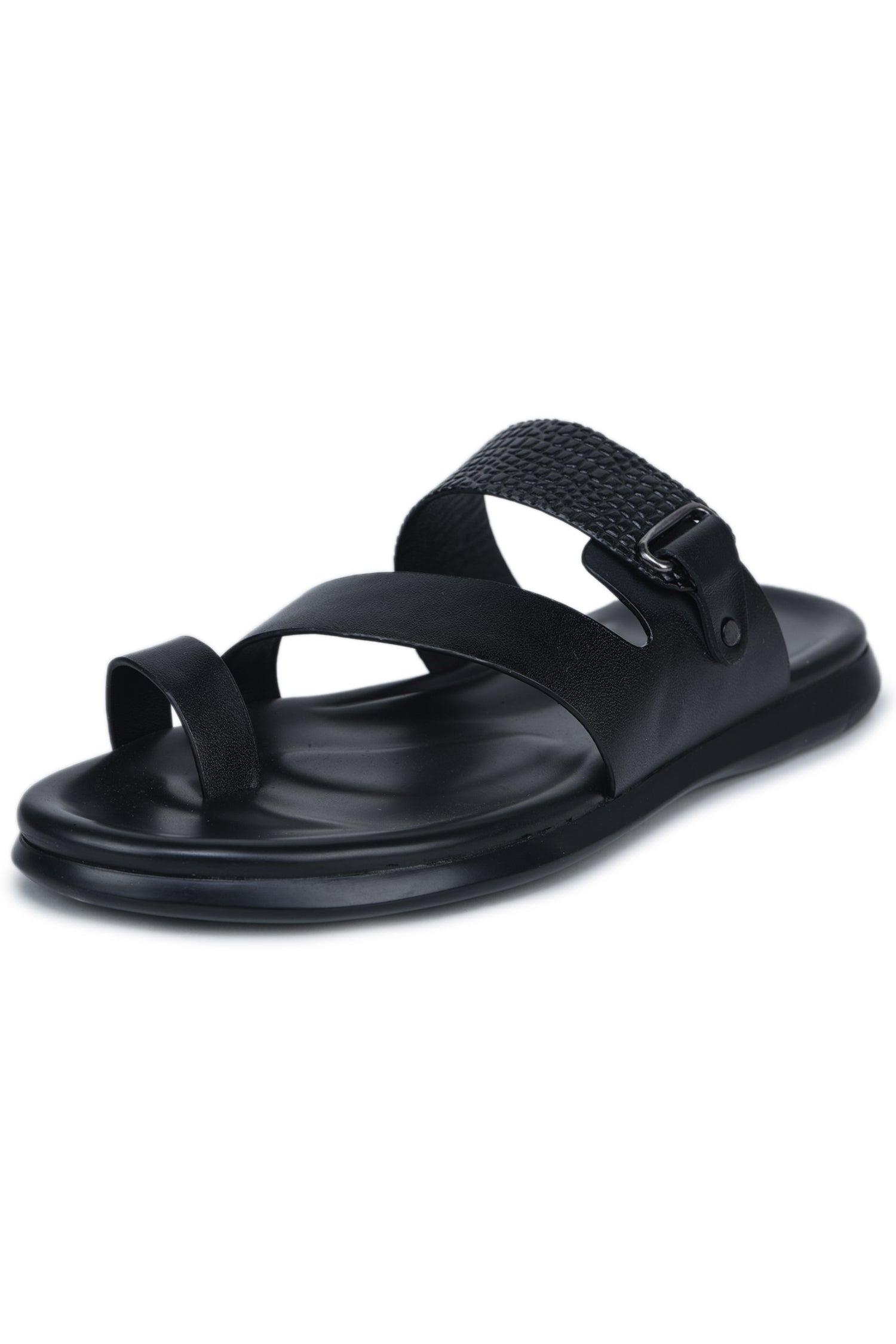 Men’s Textured Genuine Leather Casual Slip-On Comfort Slippers - CN46