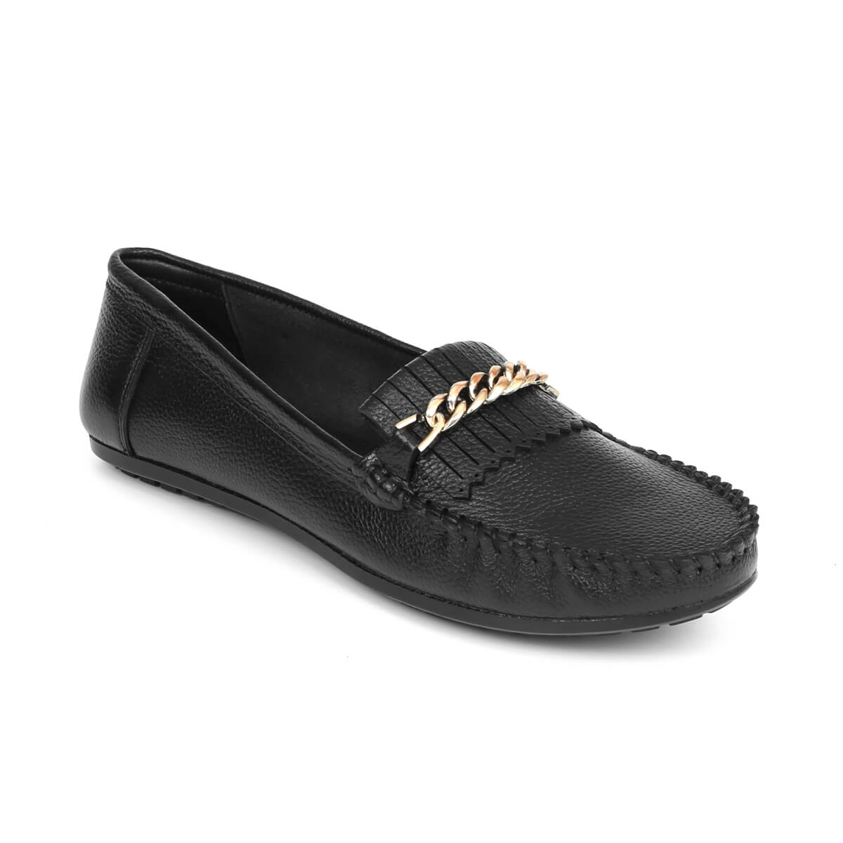 Trendy Chain Design Loafers for Women Fendy UK Black - Main Image
