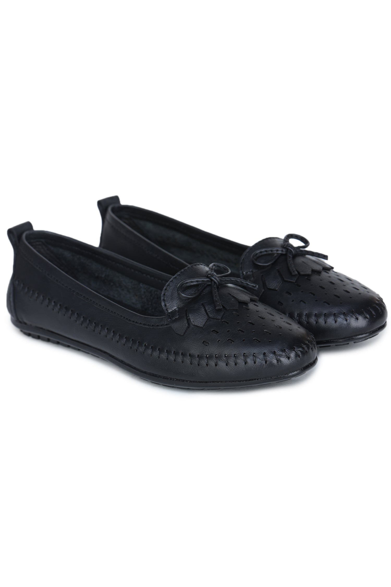 Women’s Genuine Leather Textured Bellies with Bow Detailing - FUEL