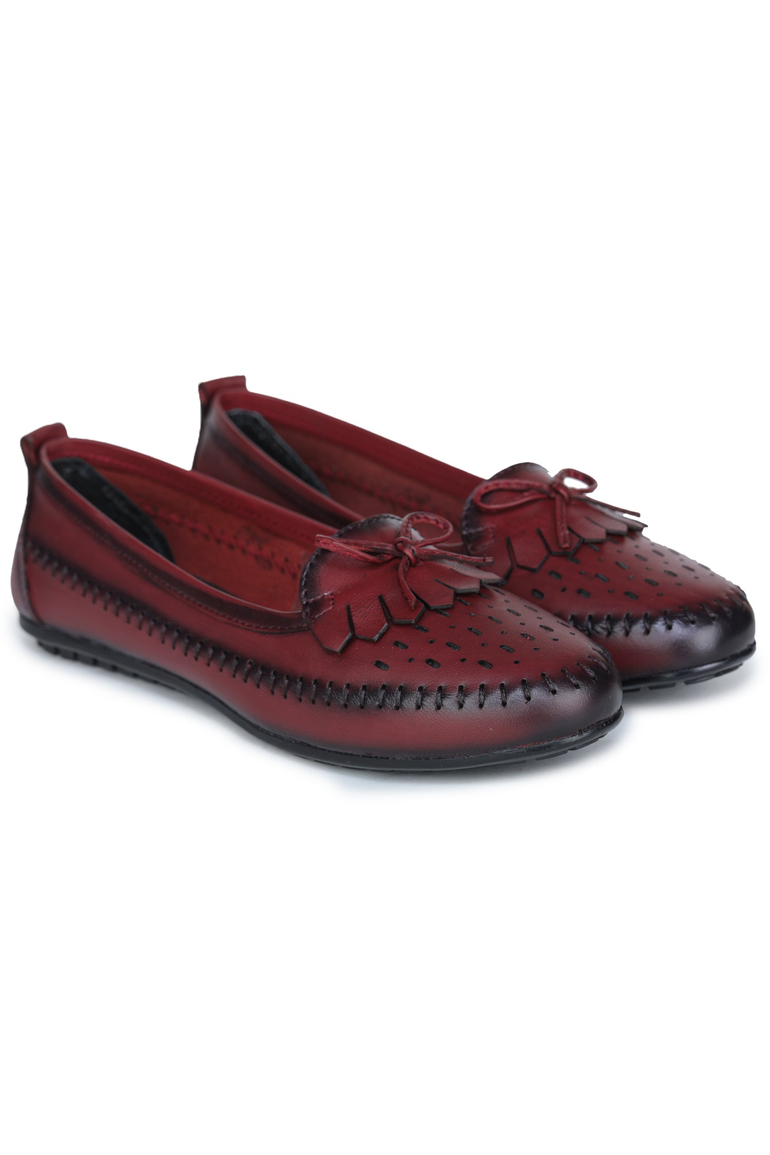 Women’s Genuine Leather Textured Bellies with Bow Detailing - FUEL