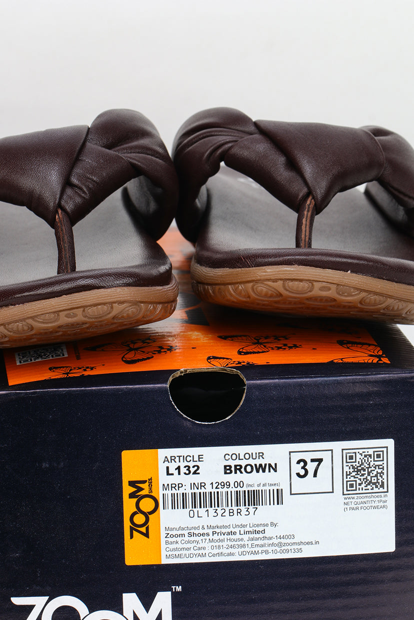 Women’s Genuine Leather Low Ankle Casual Slip-On Knot Sandals - L132