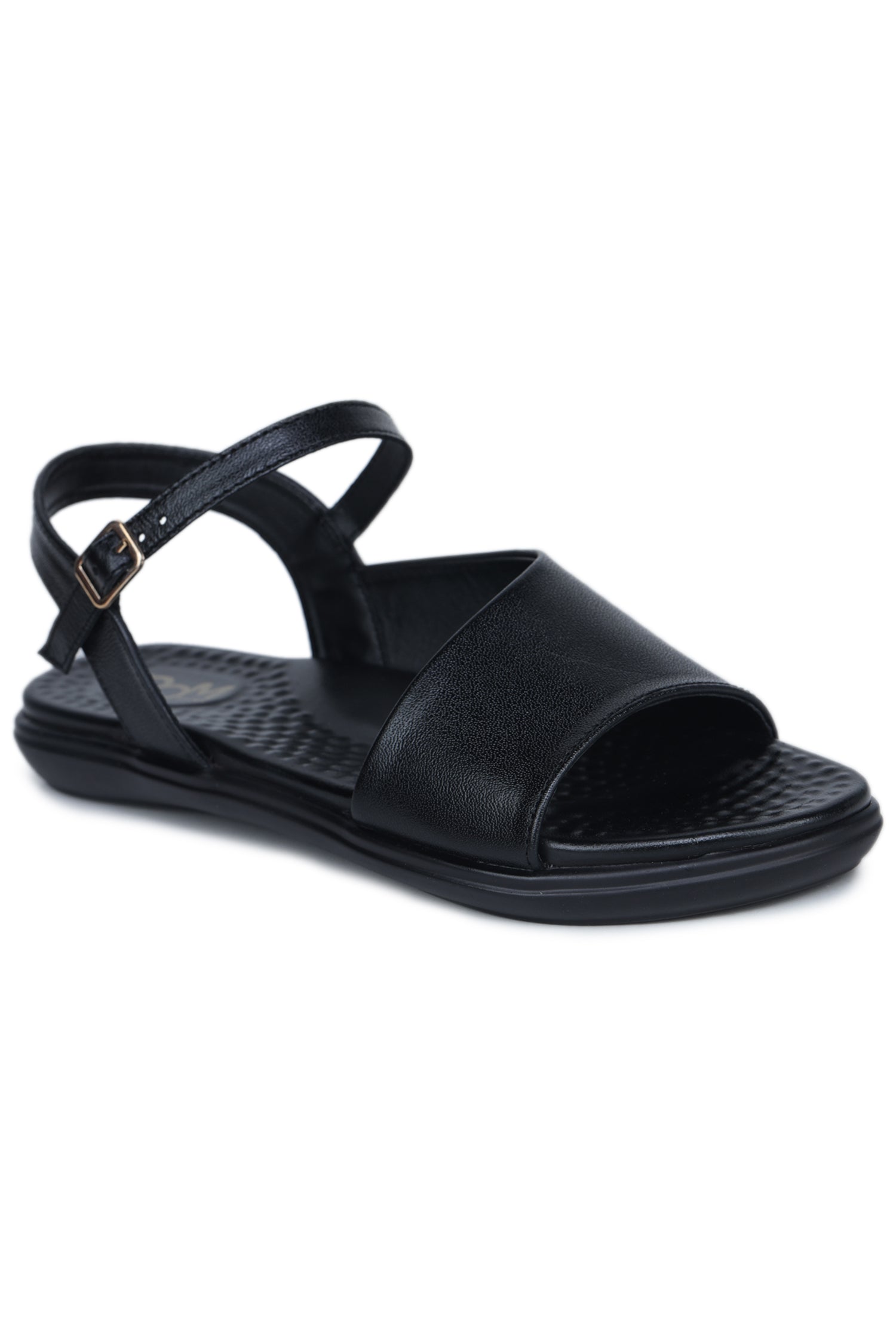 Women’s Genuine Leather Open-Toe Strap Sandals with Textured Footbed – Black - L436