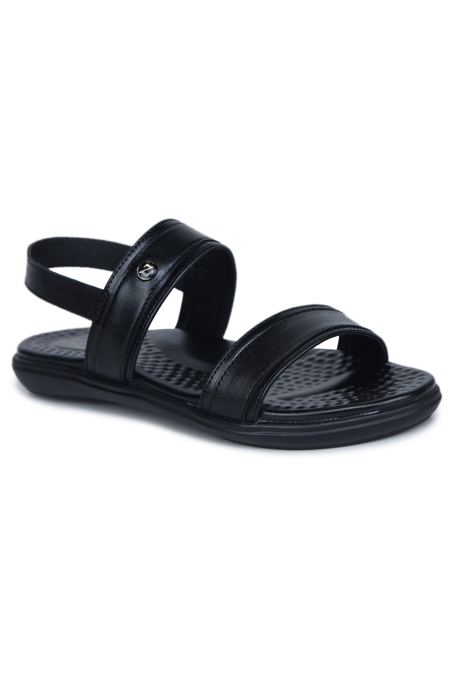 Women’s Genuine Leather Twin-Strap Casual Sandals with Soft Footbed – Black - L440