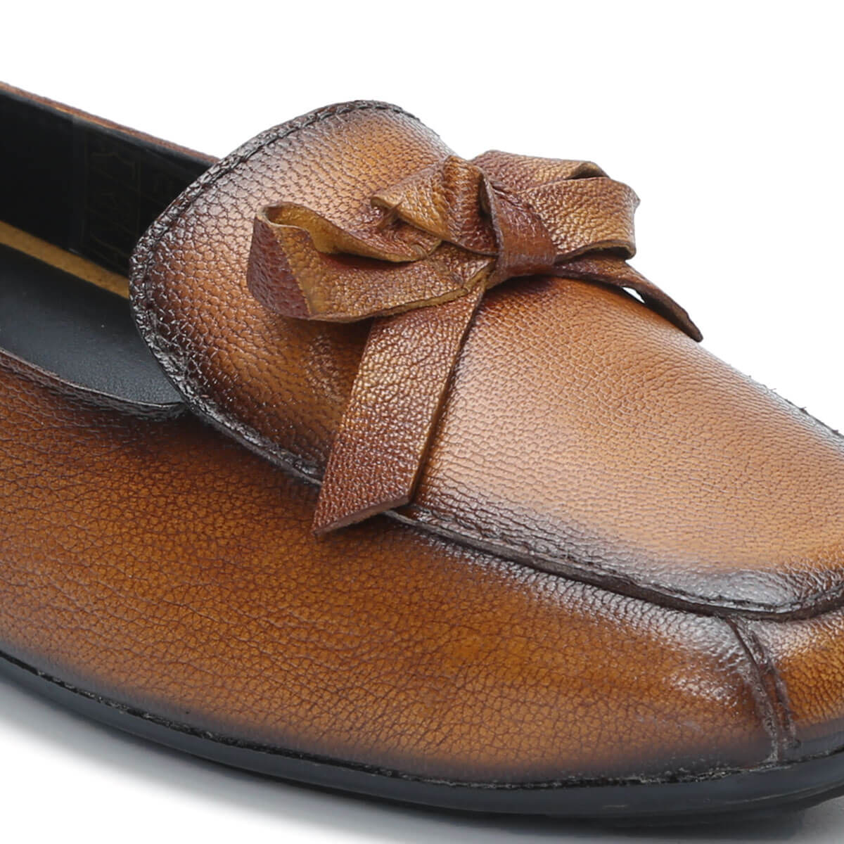 Leather Bow Flat Square Toe Loafers for Women LG-35