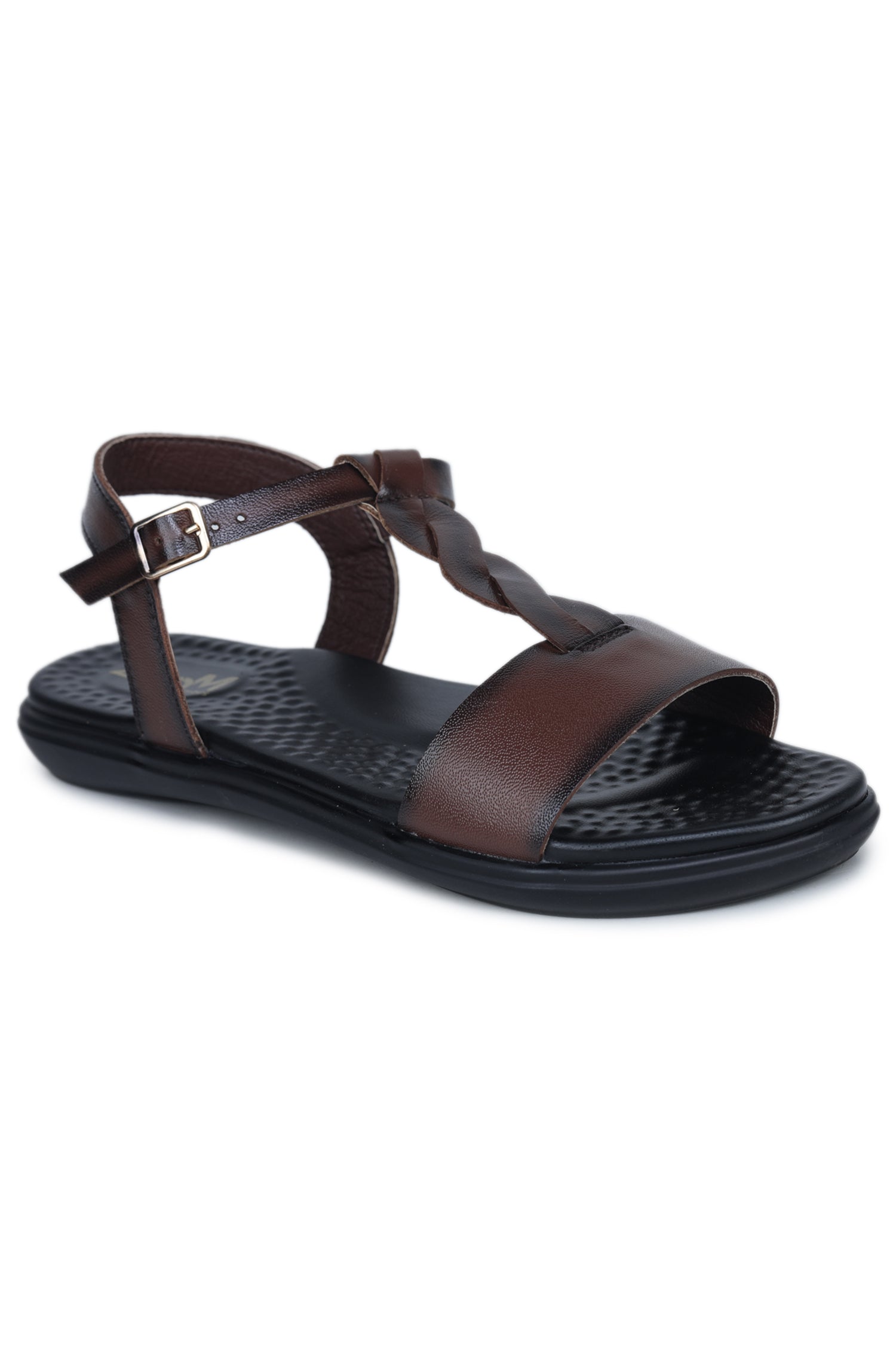 Women’s Genuine Leather Braided Strap Casual Slip-On Sandals – Black - L424