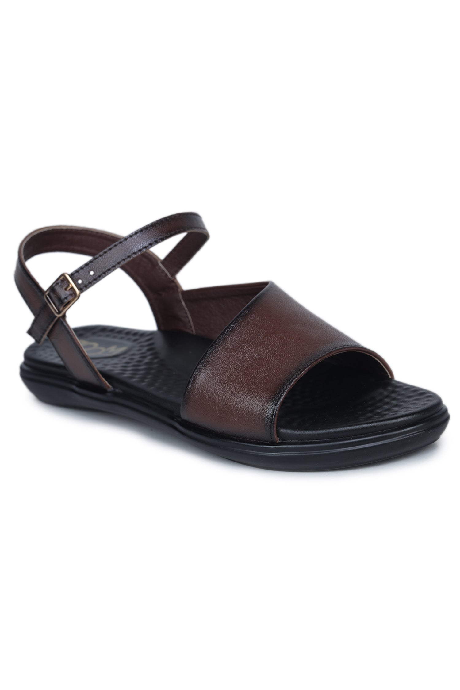 Women’s Genuine Leather Open-Toe Strap Sandals with Textured Footbed – Black - L436