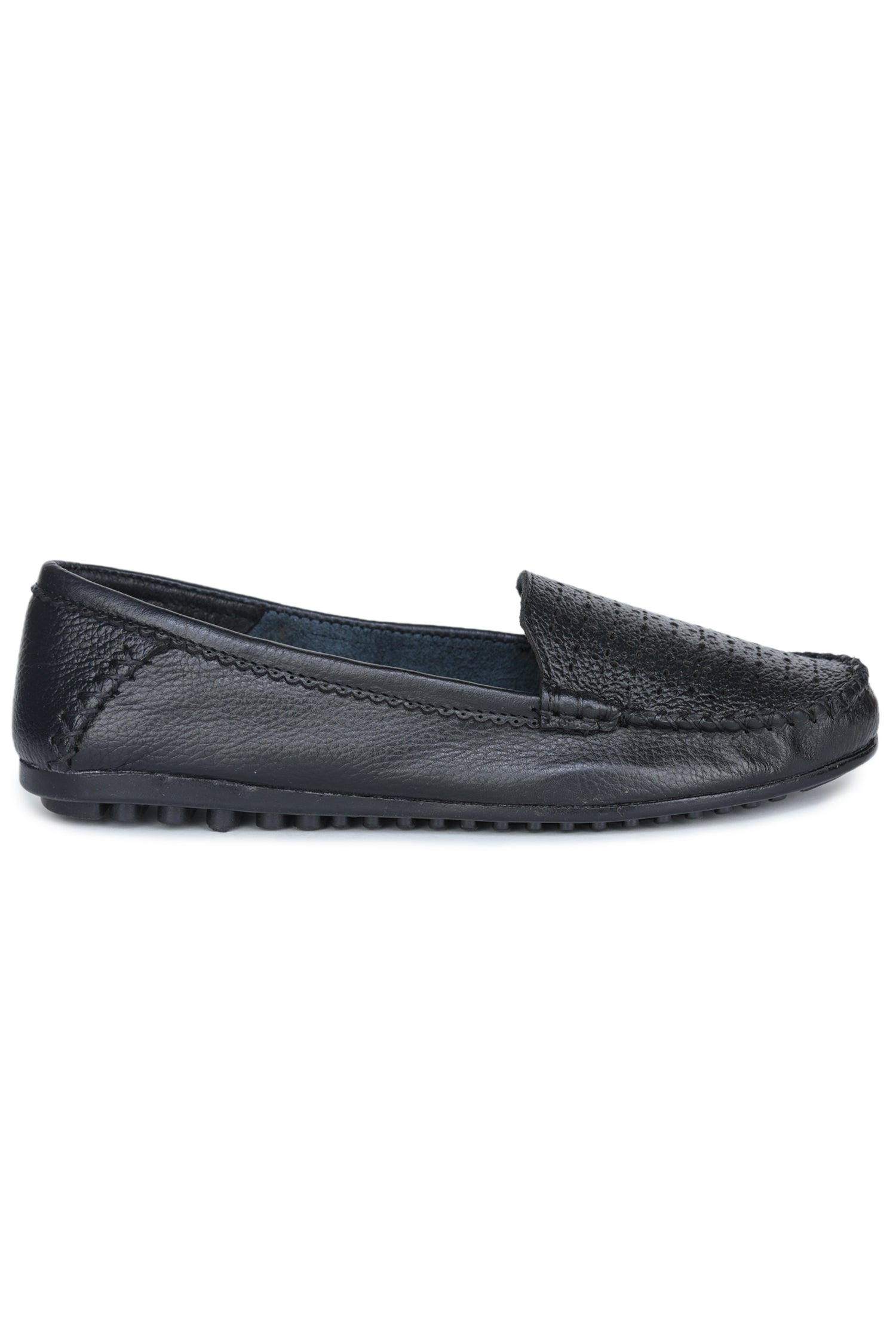 Women’s Genuine Leather Textured Slip-On Comfort Bellies – Black - MAGGI