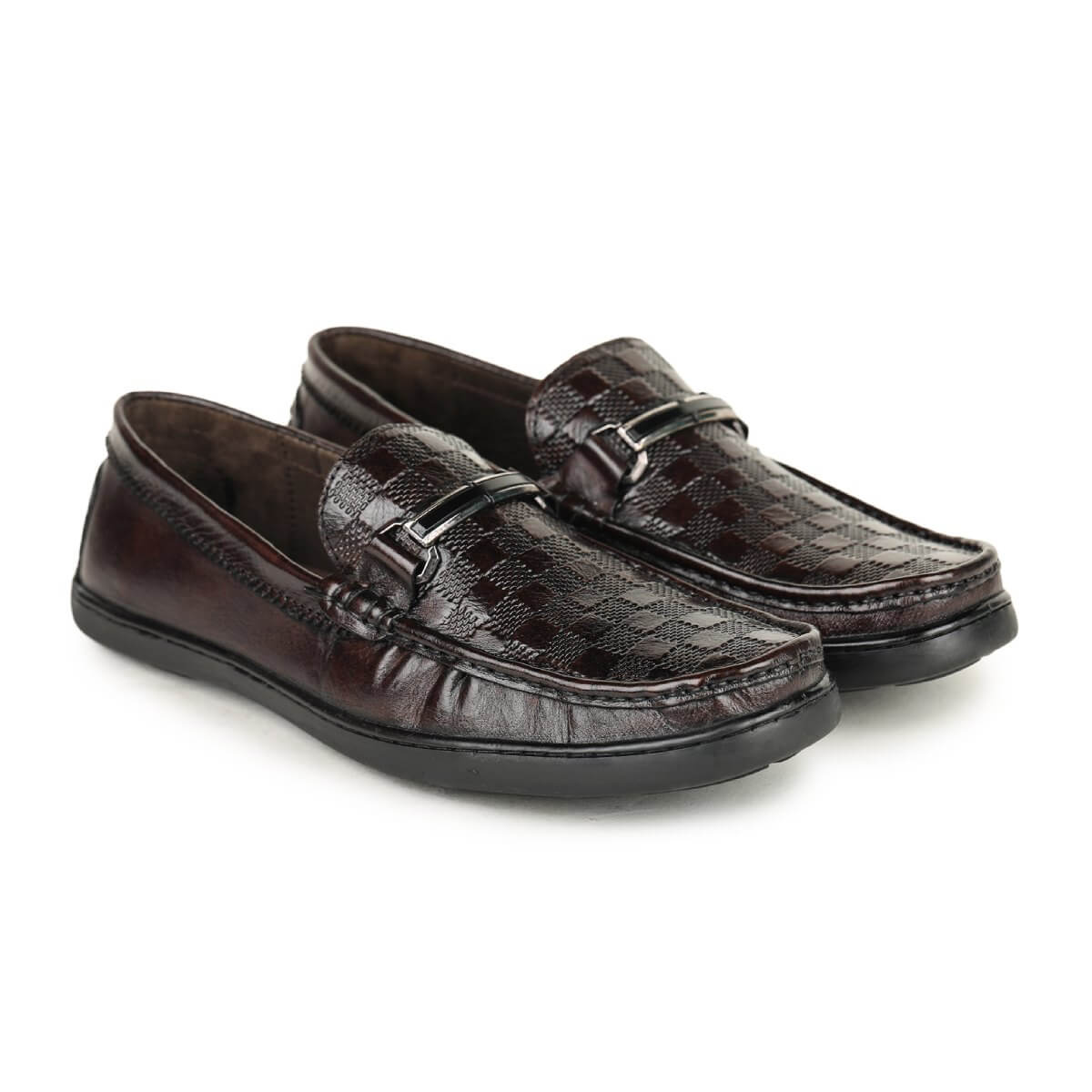 checkbox pattern loafers brown_2