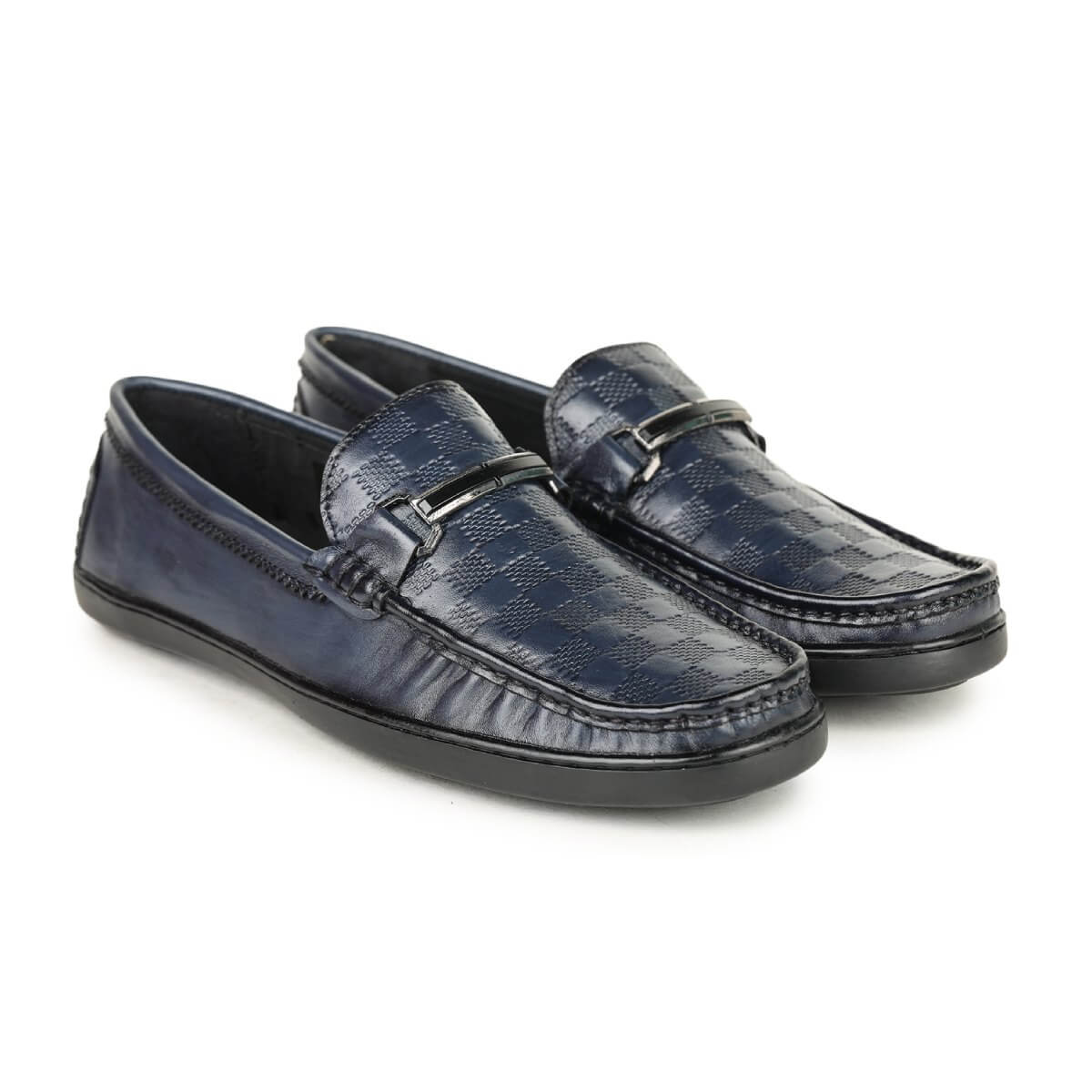 checkbox pattern loafers blue_3
