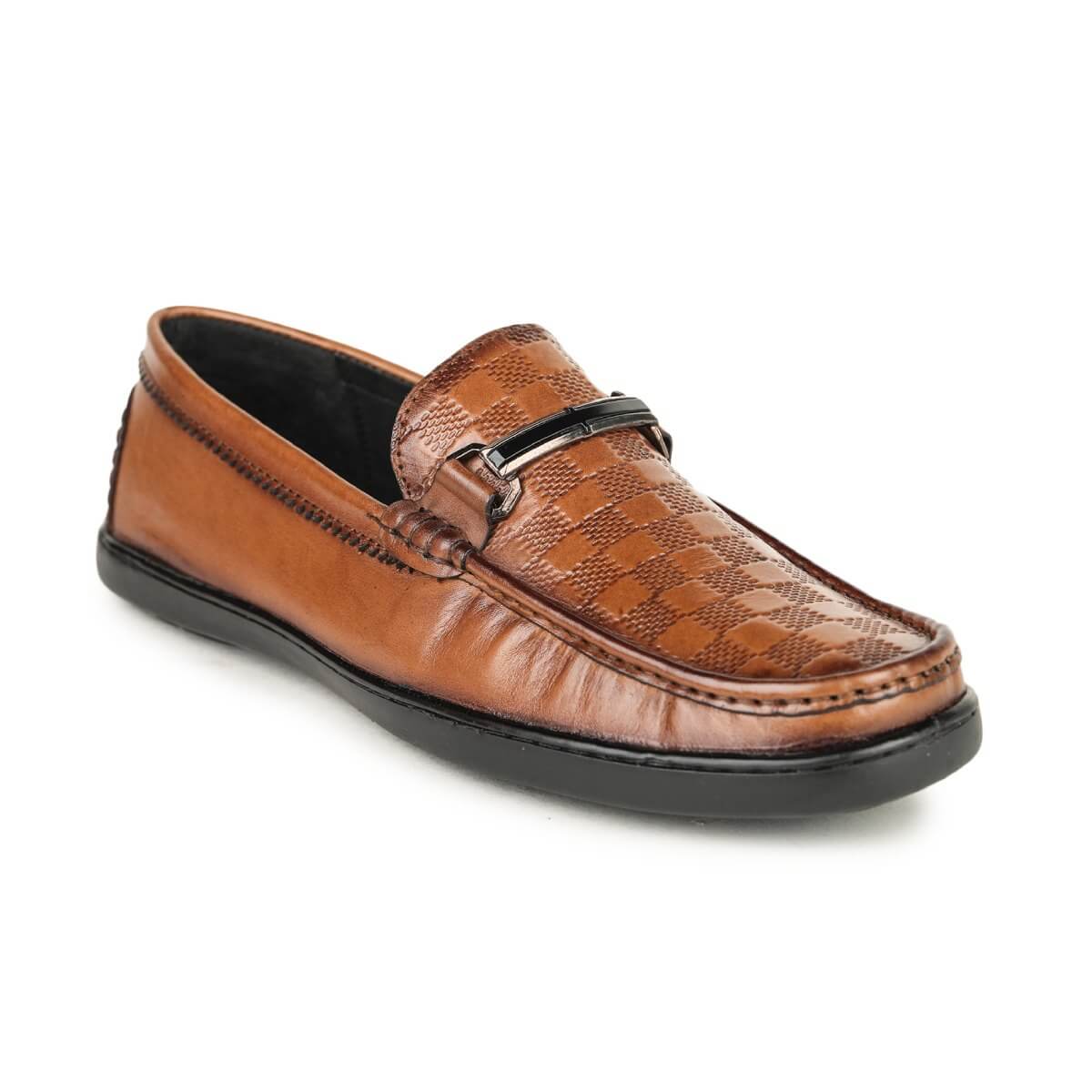 checkbox pattern loafers tan_3