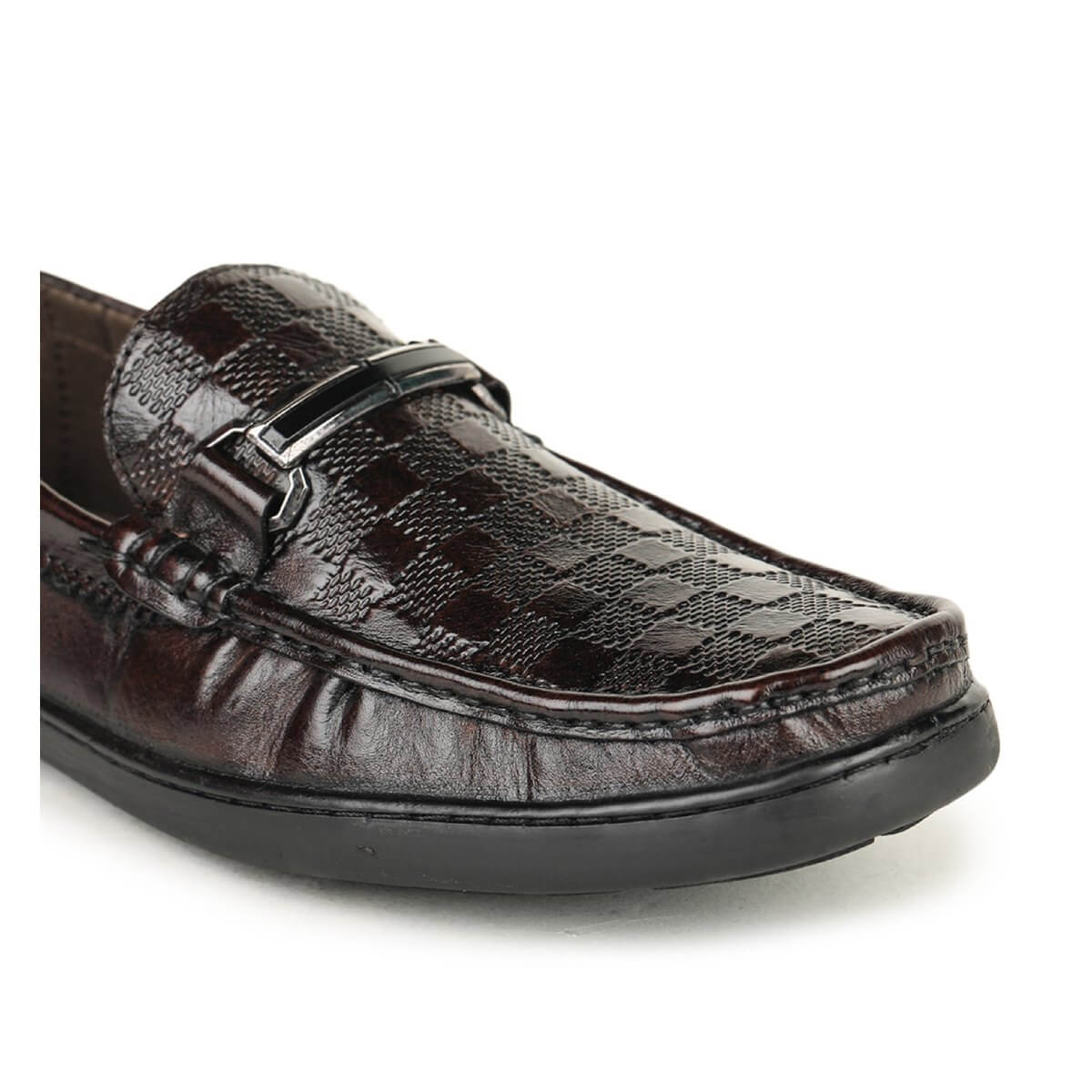 checkbox pattern loafers brown_4
