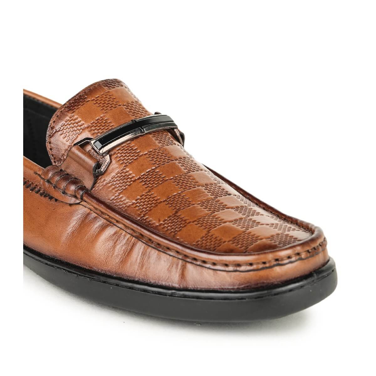 checkbox pattern loafers tan_4