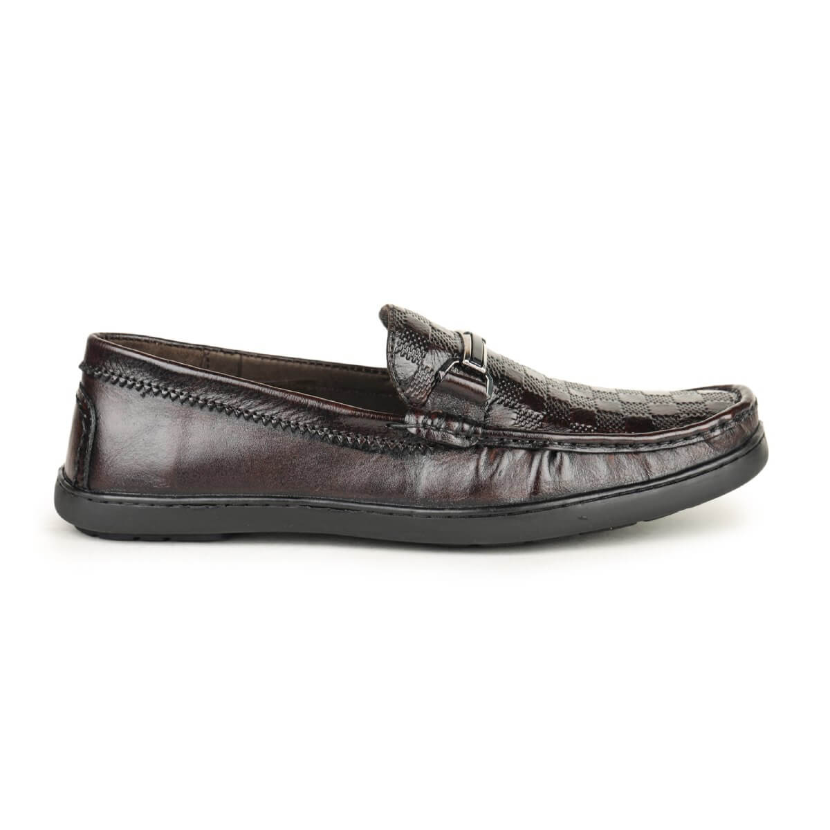 checkbox pattern loafers brown_5