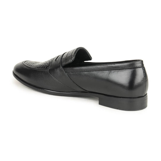 textured slip on formal shoes black