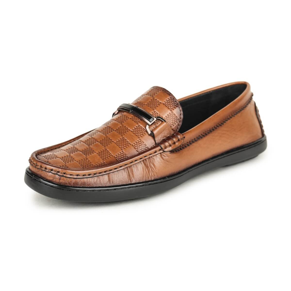 checkbox pattern loafers tan_7