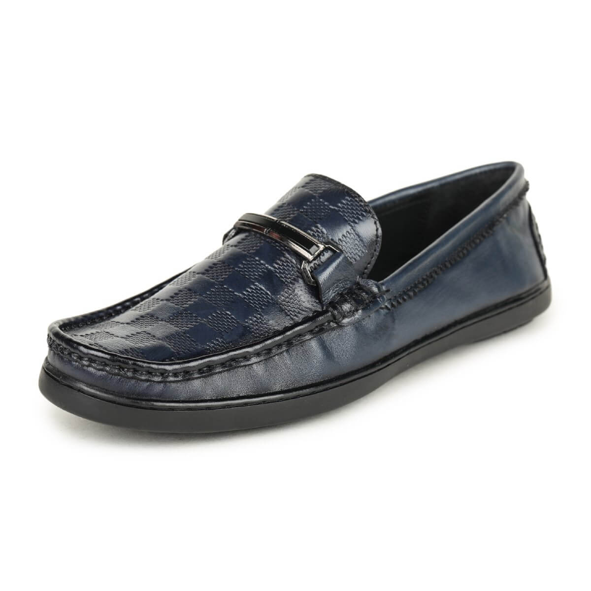 checkbox pattern loafers blue_8