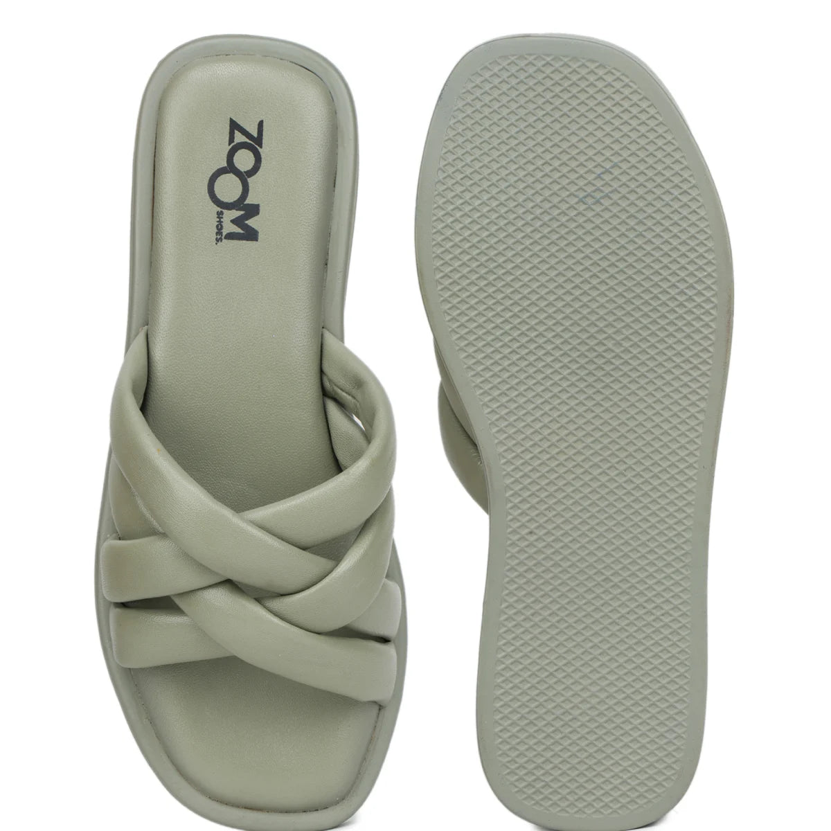 Stylish Women's Leather Slippers L 212 with Criss-Cross Design - Zoom Shoes India