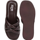 Stylish Women's Leather Slippers L 212 with Criss-Cross Design - Zoom Shoes India