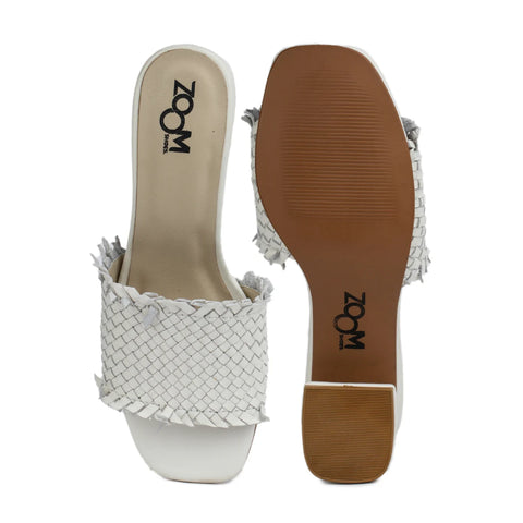 Chic Women's Flared Heel Slippers L701 with Weave Design