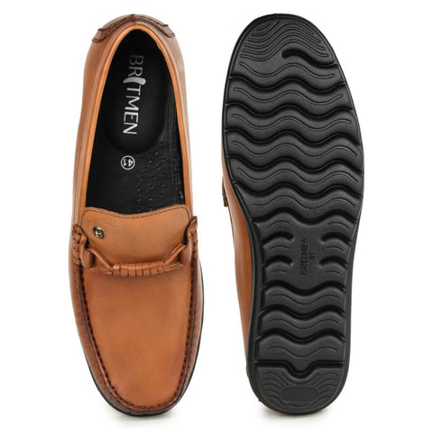 Leather loafers for men tan_5