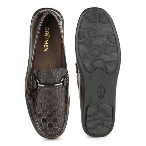 checkbox pattern loafers brown