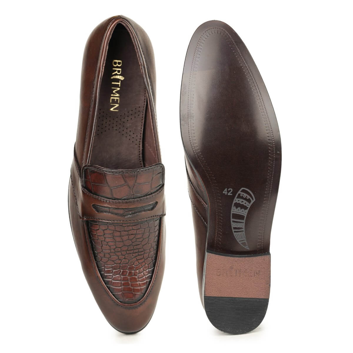 textured slip on formal shoes brown5