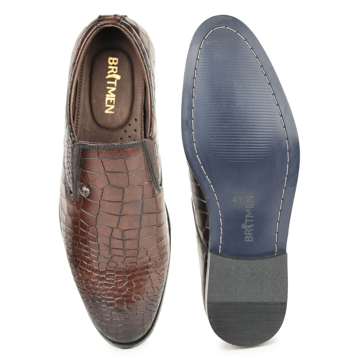 brown crocodile print loafers