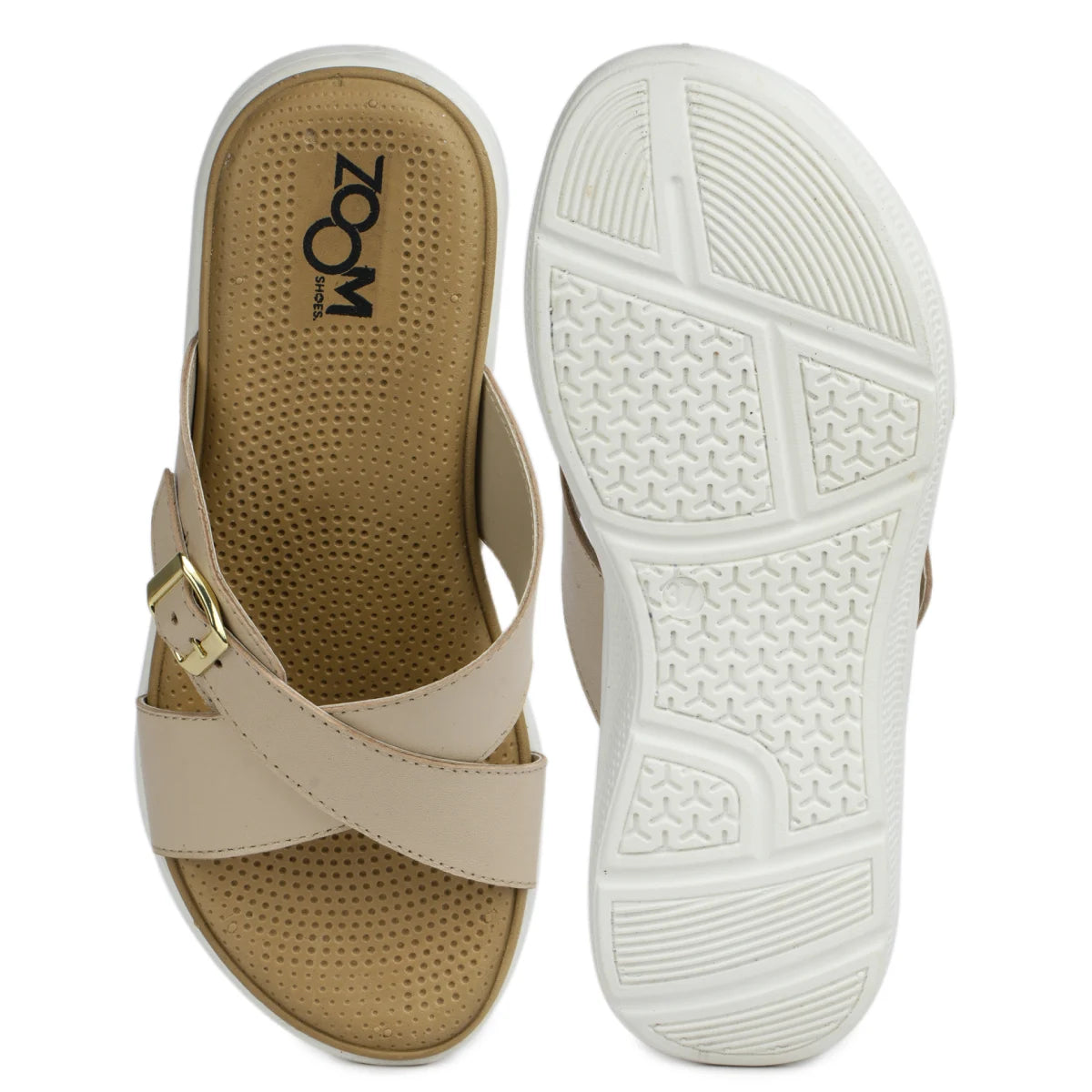 Women’s Leather Slippers 7515 – Criss-Cross Buckle Design - Zoom Shoes India