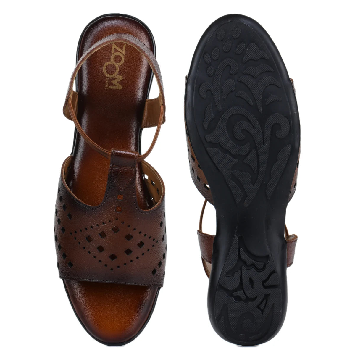 Leather Sandals For Women L 648 – Thong Style with Brogue Detailing - Zoom Shoes India