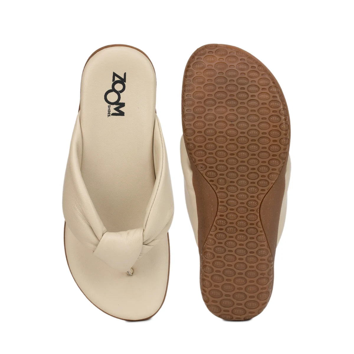 Women’s Leather Slippers L 132 – V-Toe Tie Knot Design with Cushioned Insole - Zoom Shoes India