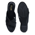 Women’s Leather Slippers 9145 – Gradient Texture with Brogue Detailing & Wedge Heel - Zoom Shoes India