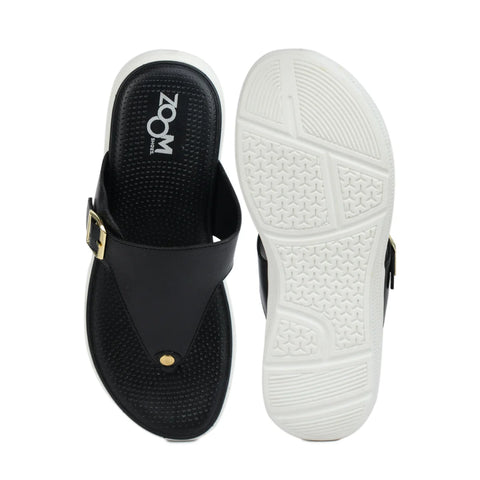 Leather Slippers For Women 7525 – V-Toe Monk Strap Flats with Cushioned Insole