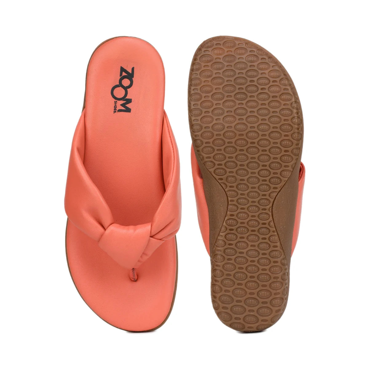 Women’s Leather Slippers L 132 – V-Toe Tie Knot Design with Cushioned Insole - Zoom Shoes India