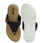 Leather Slippers For Women 7525 – V-Toe Monk Strap Flats with Cushioned Insole - Zoom Shoes India