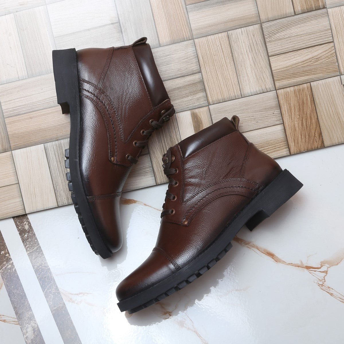 Men's Genuine Leather Lace-Up Boots - 3051 - image 11