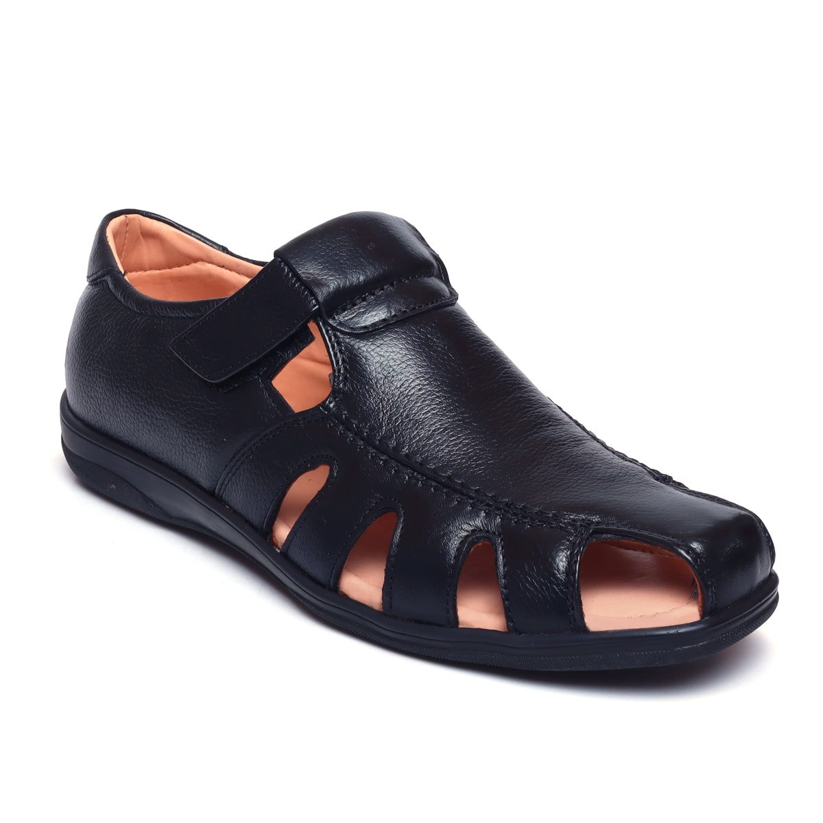 mens black leather sandals