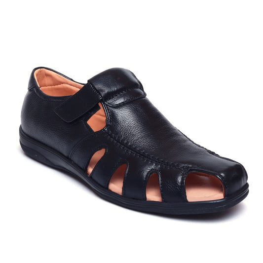 mens black leather sandals