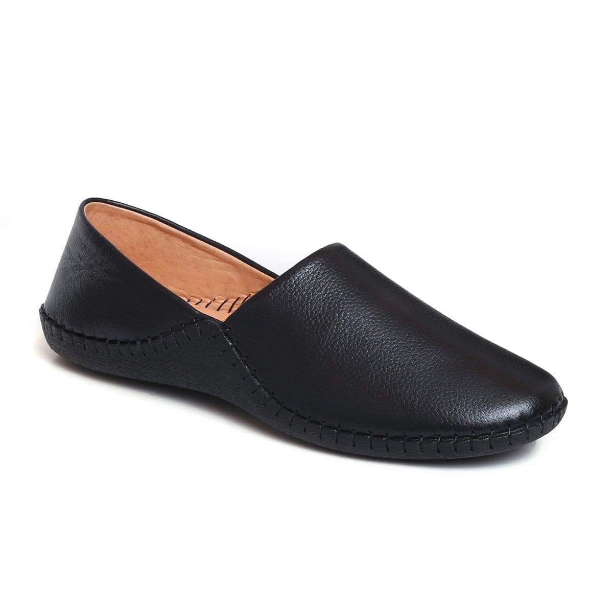 Flat leather loafers P-29_black