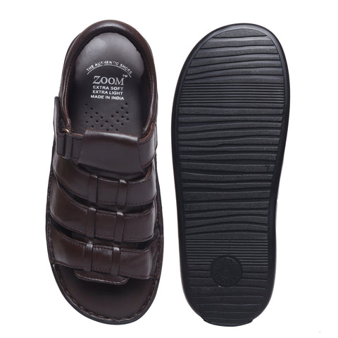 Buy Tommy Hilfiger Men Brown V-Strap Cushioned Footbed Leather Sandals -  NNNOW.com