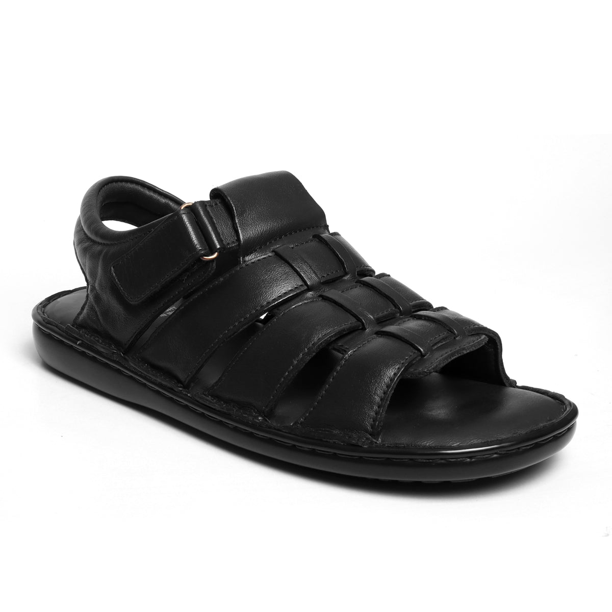 black leather sandals for men